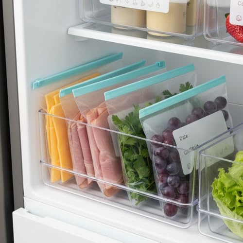 Super Kit 15 Sacos Herméticos Reutilizáveis Ziper Abre e Fecha para Freezer e Geladeira | Anti Vazamento | Livre de BPA | Organizador de Alimentos