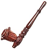 Generic Artistic Carved Natural Herbal Antique Designer 6 Inch Curved Brown Wood Pipe for Gifts
