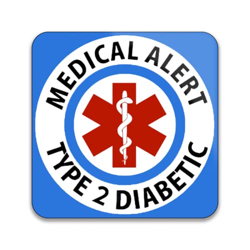 Gift Insanity Medical Alert Type 2 Diabetic Pack Of 10 Square Stickers - 55Mm X 55Mm