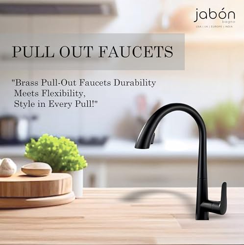 Image of BANZER Kitchen Faucet Pull Out Kitchen Tap Single Hole 360 Rotatable Degree Kitchen Shower Faucet Black for Hot & Cold Water