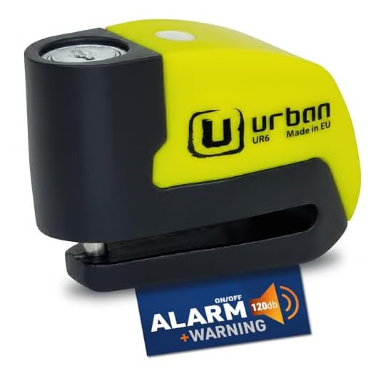 URBAN UR6 Candado Moto Disco Sin o con Alarma 120dB Hi-Tech Warning Sensibilidad A+, Botón ON Luz LED, Pila CR2 Larga Duración, Más Impermeable, Pinza Antirrobo Moto Universal Scooter Bici Eléctrica