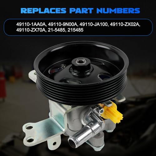 YOMALL Power Steering Pump with Pulley 21-5485 for 2007-2012 Altima 3.5L for 2009-2014 Maxima 3.5L for 2009-2014 Murano 3.5L Power Assist Pump Replacement Part 491101AA0A by YOMALL - Image 3