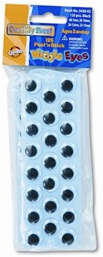 Peel 'N Stick Wiggle Eyes, Black, 125 Pieces per Pack [Set of 2]