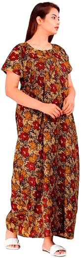 Women's Pure Cotton Nightwear Casual Nighty (Brown FASHION-27 XXL)