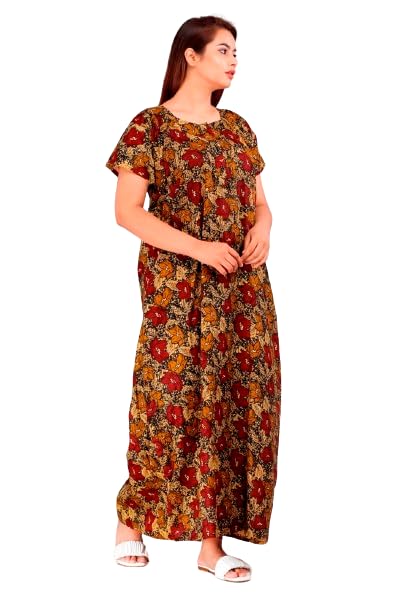 Women's Pure Cotton Nightwear Casual Nighty (Brown FASHION-27 XXL)