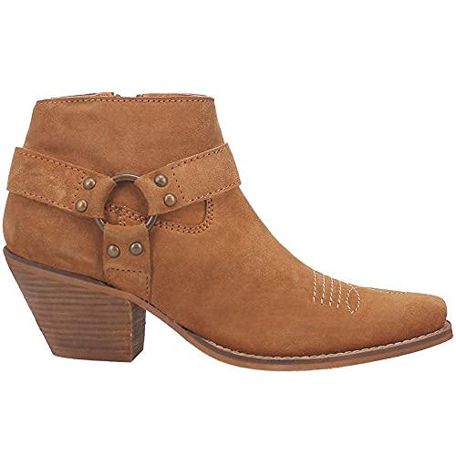 Dingo Brown Ladies Harness Buckskin Ankle Boots DI319