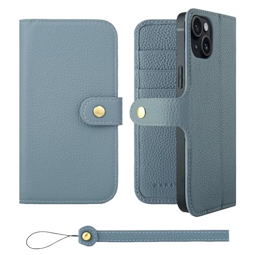 HANATORA for iPhone 15Plus �P�[�X �蒠�^ �{�v �X�}�z�P�[�X �X�}�z �X�^���h �X�g���b�v �t�� �V�������N�J�[�t���U�[ �x���g���� �}�O�l�b�g�Ȃ� �u���[�O���[ H0XB-15Plus-BlueGray �M�t�g �a���� ���� 