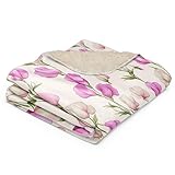 ElegantlySimple Sweet Pea Flowers Sherpa Blanket, Faux Fur Lining, Vintage Style Throw, Tradwife Shabby Chic Cover, Cottagecore Decor (60'x80')