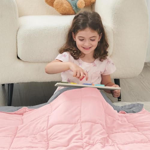 Image of yescool Weighted Throw Blanket 5lbs, 36 inch x 48 inch, Pink Grey