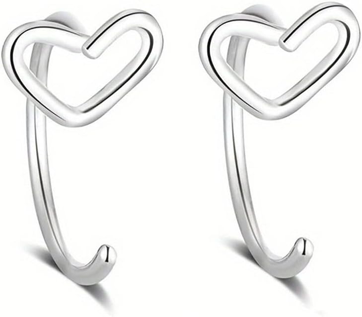 2Pcs 20G Heart Nose Rings Hoop for Women Minimalist Stainless Steel Nose Hoops Cartilage Earrings Nose Nostril Piercing Jewelry