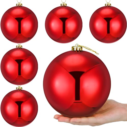 Wettarn 6 Pieces Large 6" Christmas Balls Christmas Tree Decoration Ornaments Shatterproof Balls for Birthday Easter Valentine Wedding Decorations 4th of July Memorial Day(Shiny Red) by Wettarn - Used condition - US$19.33