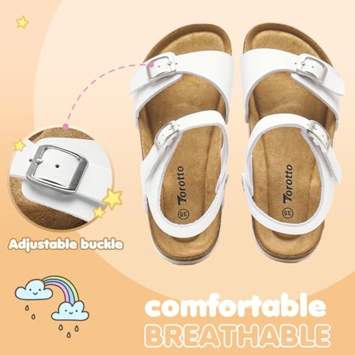 Image of Torotto Toddler Kids Sandals Boys Girls Cork Footbed Sandals with Adjustable Buckle Casual Slides Open Toes Flat