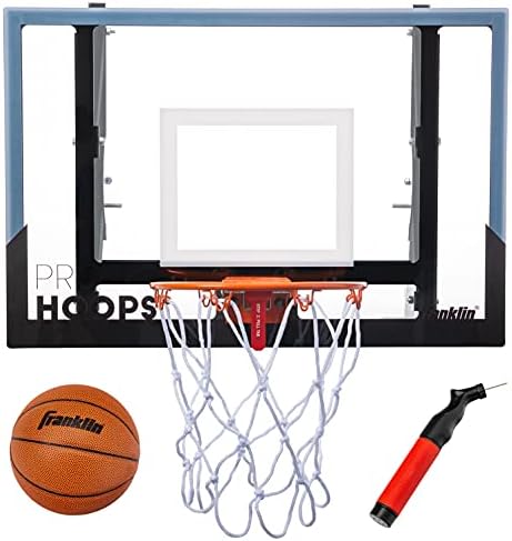 Franklin Sports Wall Mounted Basketball Hoop – Fully Adjustable – Shatter Resistant – Accessories Included, Black/White