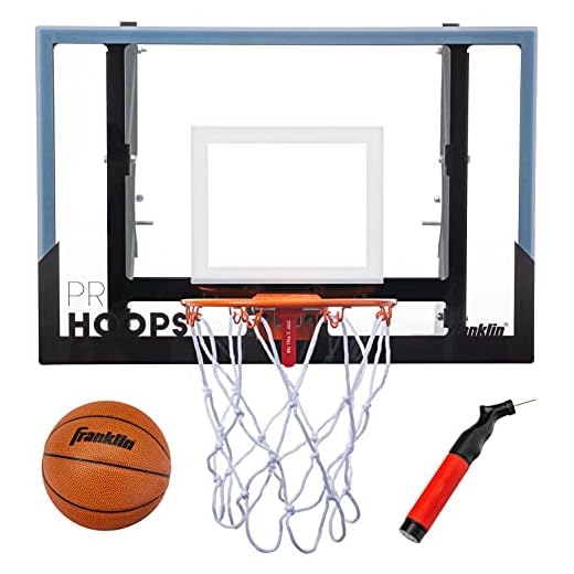 Franklin Sports Wall Mounted Basketball Hoop – Fully Adjustable – Shatter Resistant – Accessories Included, Black/White