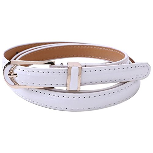 Hengyouhui Dünner Gürtel Vintage Freizeit Damen Leder Accessoires Mode Freizeitgürtel Schal Und Stirnband Set Damen (White, One Size) Cover