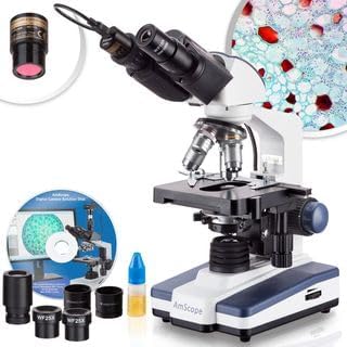 40X-2500X LED Binocular Compound Microscope w/ 5MP Digital Camera, 3D Stage and Interactive Software Kit