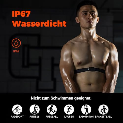 COOSPO H6M Herzfrequenzmesser Pulsgurt Brustgurt Bluetooth ANT+ Konnektivität, Herzfrequenz Sensor IP67 Wasserdichter, Kompatibel mit Wahoo, Elite HRV, Rouvy, adidas Run, Kinomap, Pulsoid