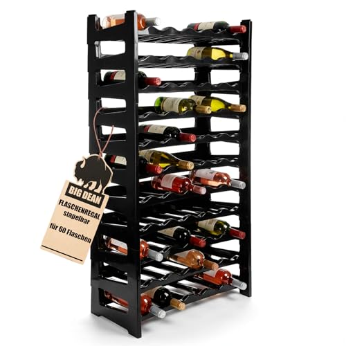 BigDean Flaschenregal stapelbar für 60 Flaschen Weinregal aus...