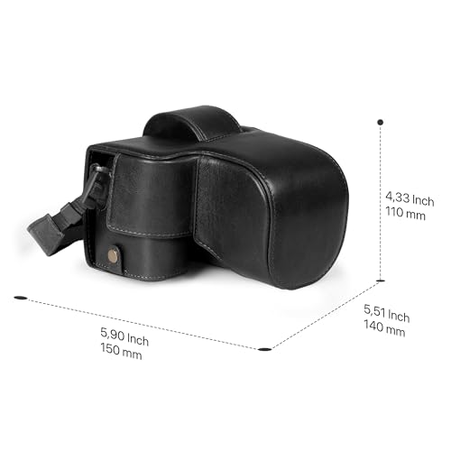 Image of MegaGear Genuine Leather Camera Case for Fujifilm X-S20 (18-55mm) - Stylish and Protective Digital Photography Bag - Black