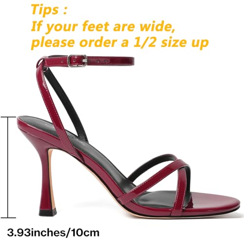 Image of Mostrin Strappy Heels for Women Ankle Strap Heels Women's Heeled Sandals for Party Prom Wedding