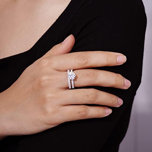Amazon Collection Platinum-Plated Sterling Silver Round Ring Set made with Infinite Elements Cubic Zirconia (1 Carat Center Stone), Size 6