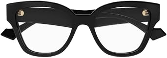 Gucci GG1424O 005 Eyeglasses Womens Black/Gold Full Rim Cat Eye 54mm
