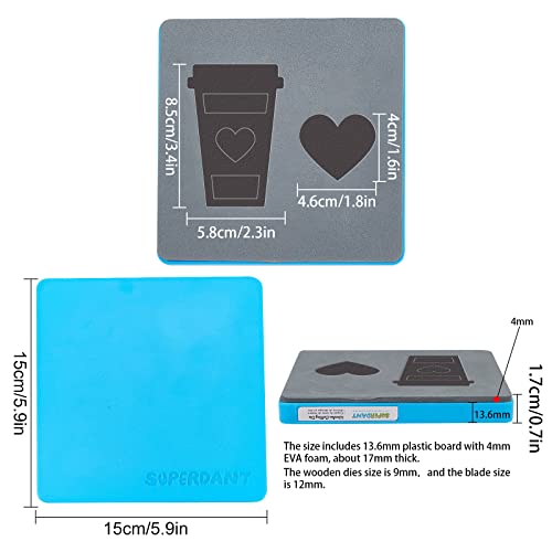 Superdant Wooden Cutting Die Juice Cup Shape Scrapbooking Cutting Mold Template Heart Leather Earring Die Cuts With Anti-Cracking Plastic Protective Box And Eva Foam For Diy Craft Pendant 5.9"X5.9" #TOP1