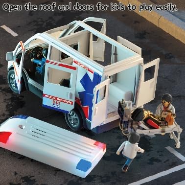 Temi DB-108 Ambulance Toy For Kids 3 4 5 6 7 8 Years Old Friction Powered Truck With Light And Sound Emergency Vehicle Toys thumb #3