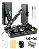Lizoak Fer à Souder USB avec 3 Pannes (K, 3C, B) | Kit de Soudage Portable 15W avec Boîtier et Support | Chauffe Rapide 8s | 3 Températures 180 450°C | Réparation et Pyrogravure(Noir)