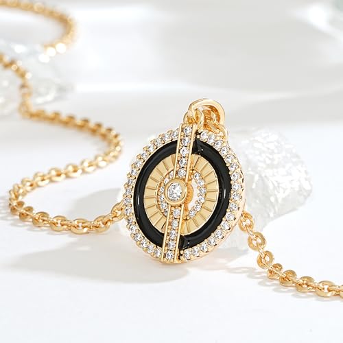 Fettero Gold Necklace for Women,14K Gold Plated Charm Necklaces for Women Gemstone Pendant Necklace Non Tarnish Gold Necklaces Jewelry