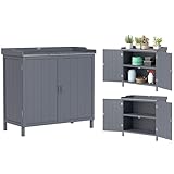 Outsunny Armario de Jardín de Madera con Mesa de Trabajo Armario de Exterior...