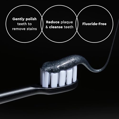 MOON Charcoal Toothpaste, Whitening Stain Removal for Everyday Brightening - SLS Free Teeth Whitening Toothpaste Without Fluoride - Vegan - Reduce Plaque & Support Gum Health - Peppermint (4.2 Oz)