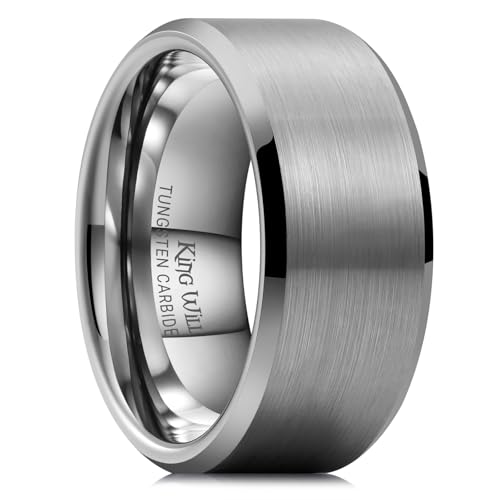 King Will 10mm Tungsten Wedding Band for Men - Gunmetal,