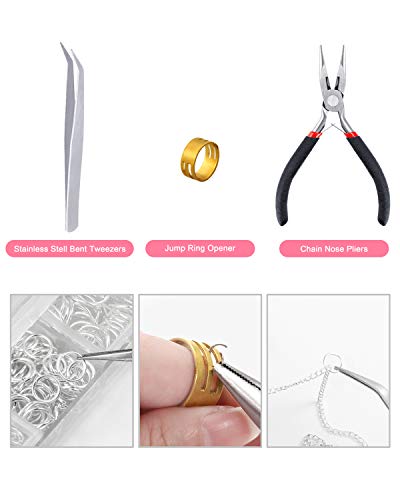 PP OPOUNT 65 Feet Jewelry Chains Necklace Chains 2 mm Jewelry Making Chains with 960 Pieces Jump Rings 40 Pieces Lobster Clasps Jewelry Making Tools (Gold, Silver Total in 65 Feet)