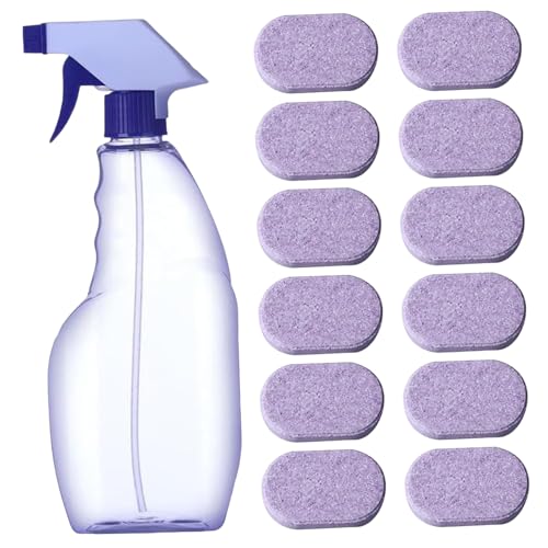Pastiglie per la pulizia delle bottiglie, spray detergente da 500 ml con 12 ricariche Cleaenr concentrate multiuso, spray detergente multiuso per rimozione istantanea delle macchie