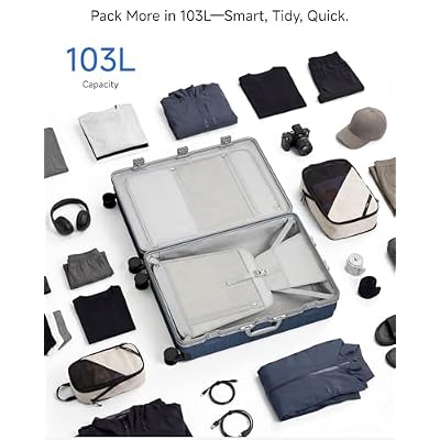 Luggage Sets with Spinner Wheels, 8010S Aluminum Frame Zipperless Polycarbonate Hard Shell Suitcase Sets (ZX-Core, Charcoal Metallic, 2 Piece (20/28))