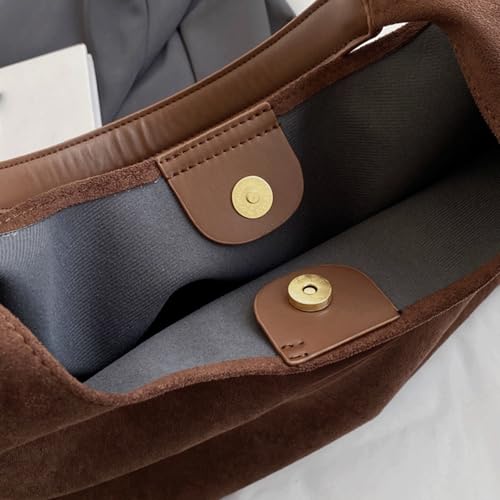 Bolso tipo tote de ante, estilo relajado, con bolsillo pequeño y billetera, retro, gran capacidad, para regalo o uso urbano miniatura 5