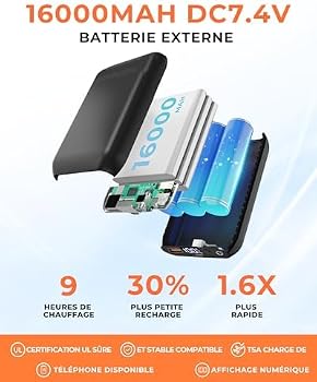 Gilet Chauffant Femme 8 Zones + Batterie 10000mAh 7.4V Incluse – 3 Températures, Polaire Doux, Idéal Ski Rando Pêche Hiver
