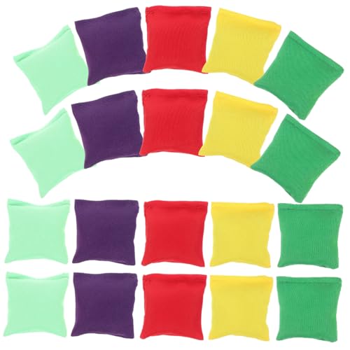 FUNNETOYU Bolsas De Frijoles para Juegos De Mini para Niños 5x5 Cm Color Rojo Verde Morado Amarillo Verde Claro 20 Piezas Juego Exterior e Interior Actividades Infantiles