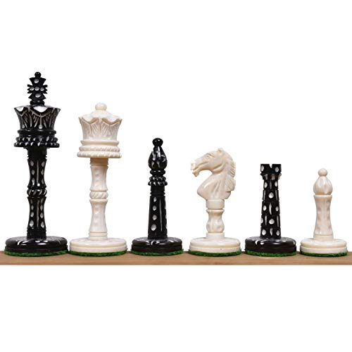 Pièces d'échecs pré-Staunton en os de chameau sculptées à la main de 3.6 pouces