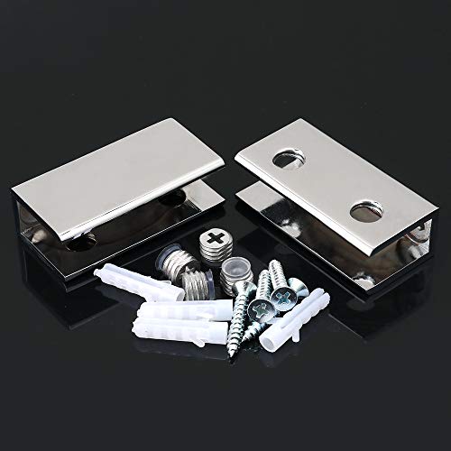 Alise Glass Shelf Bracket Adjustable Shower Brackets,Heavy Duty Rectangle Clamp Holder For 8-12Mm Glass Shelves,Wall Mount Clamps Clip Support Hardware Replacement Parts,Polished Chrome 2 Pcs #TOP6