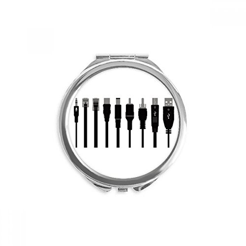Miroir de maquillage de poche compact rond noir torsades de charge multicolore