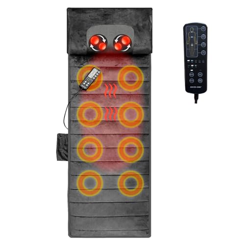 ECODE® Massagematte für den ganzen Körper mit 8 Vibrationsmotoren und Lendenwärme | Massagematte für Rücken und Nacken mit Shiatsu Kissen, 15 Massagemodi ECODE® Massagematte für den ganzen Körper mit 8 Vibrationsmotoren und Lendenwärme | Massagematte für Rücken und Nacken mit Shiatsu Kissen, 15 Massagemodi