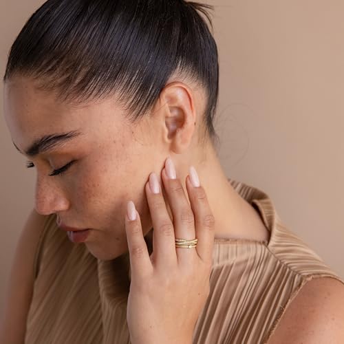 Sewyer Gold Rings for Women Non Tarnish, Dainty 14K Gold Plated Open Twist Stackable Rings for Women Trendy Adjustable Cubic Zirconia Band Ring Tarnish Free Waterproof Jewelry Gifts — view 6