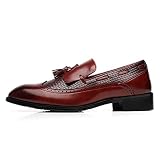 Zhukeke Men's Tassel Business Oxfords Shoes for Men Wedding Party Formal Dress Loafers Synthetic Lea