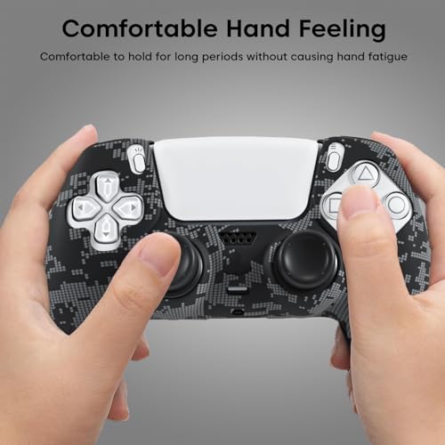 Image of Sounce Anti Slip Silicone Controller Accessories Compatible with PS5 Wireless Controller Protective Grip Skin with Thumb Grip Caps and Joystick Protectors Kit for Enhanced Control and protection(Grey)