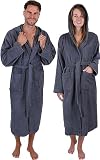 Betz Bademantel Frottee mit Kapuze für Herren und Damen 100% Baumwolle Saunabademantel - langer Bademantel - Saunamantel - Farbe dunkelgrau Größe L/XL BERLIN