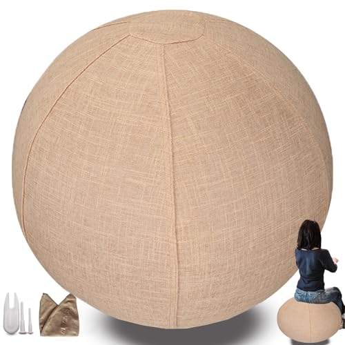 WTZHHK 9 Couleurs Swiss Ball Ballon Gym Grossesse Couverture 55/65/75 cm,2 Pcs Bouchon d'air Yoga,Housse Ballon Gym Housse Ballon de Exercice (Ballon de Yoga Non Inclus)(Light Yellow,55CM)