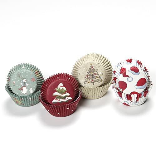 Chef Craft Paper Patterned Christmas Cupcake Liner Set, 200 Count, Multicolor