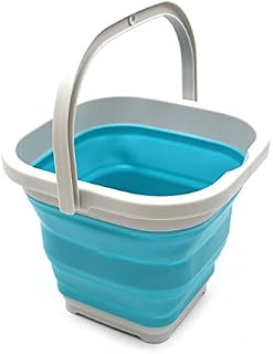 SAMMART 5L (1.3 Gallon) Sqare Collapsible Plastic Bucket - Foldable Square Tub